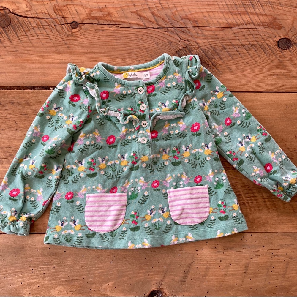 Baby Boden Fountain Flower Fairies Ruffle Top